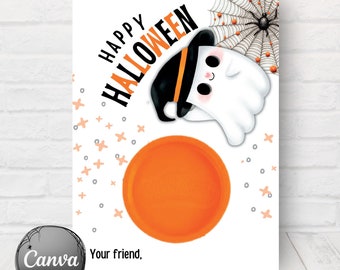 Editable Halloween Play Doh Card Template, Printable Doh Best Halloween Playdough Holder, Ghost Favor Tag, Ghost Tags, Canva Template