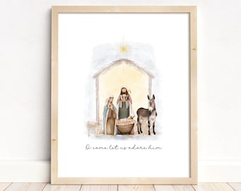 Watercolor Nativity, Christmas Printable, Christmas Decor, Holy Family, Christmas Nativity, Jesus Christ, Christian Art, Baby Jesus, LDS Art