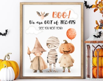 Out of Candy Sign, Halloween Candy Sign SET OF TWO,  Printable Trick or Treat Halloween Sign, Outdoor Halloween wall art, Halloween decor