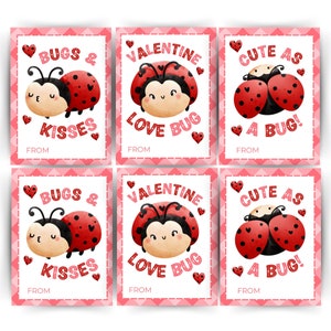 Biglietto di San Valentino coccinella MODIFICABILE, biglietti di San Valentino stampabili con coccinelle dell'amore, biglietti di San Valentino stampabili per bambini, biglietti di San Valentino divertenti, disegno di coccinelle, biglietto Canva