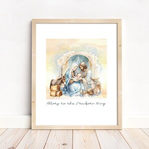 Watercolor Nativity, Christmas Printable, Christmas Decor, Holy Family, Christmas Nativity, Jesus Christ, Christian Art, Baby Jesus, LDS Art