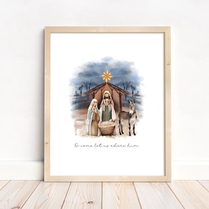 Watercolor Nativity, Christmas Printable, Christmas Decor, Holy Family, Christmas Nativity, Jesus Christ, Christian Art, Baby Jesus, LDS Art