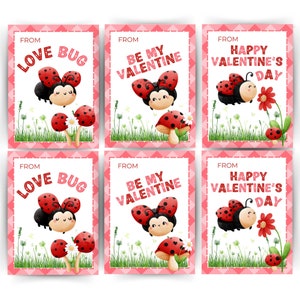 Biglietto di San Valentino coccinella MODIFICABILE, biglietti di San Valentino stampabili con coccinelle dell'amore, biglietti di San Valentino stampabili per bambini, biglietti di San Valentino divertenti, disegno di coccinelle, biglietto Canva
