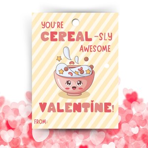 EDITABLE Cereal Valentine&#39;s Day Gift Tag, Cereal-Sly Glad Valentine Tag, Cereal Valentine Tag, Kids Classroom Valentine, Valentines Day Gift