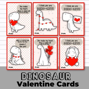 Printable Dinosaur Valentine / Dinosaur Valentines Day Card / Instant Download / School Valentines / Kids Valentines / Dino Valentine