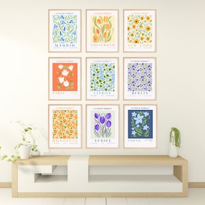 Flower Market Prints, Set of 9, Botanical Wall Art, Floral Decor Posters, Custom Wall Art Set, Digital Download, Matisse Flower Market