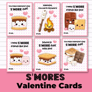 Kid Valentine Printable / S'mores Valentine / Instant Download / Kids School Valentine / Kids Printable Valentine Card / S'mores