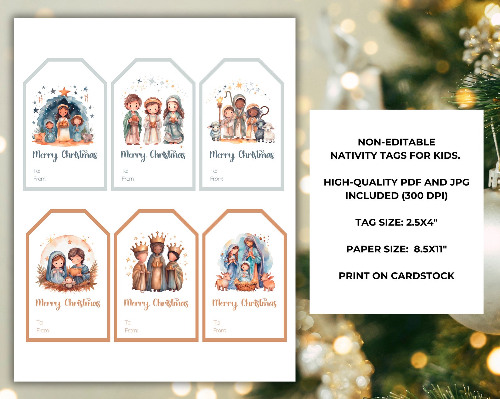 Kids Nativity Gift Tag Christmas Printable Tags Christmas - Etsy Canada