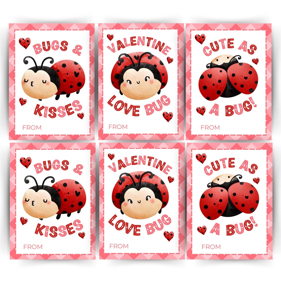 EDITABLE Ladybug Valentine Card, Love Bug Printable Valentines