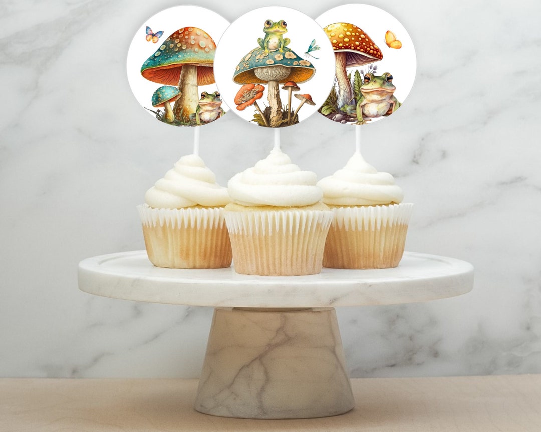 60 Pcs Frog Cupcake Toppers - Rainforest Animal Cake Decorations For Birthday Parties
