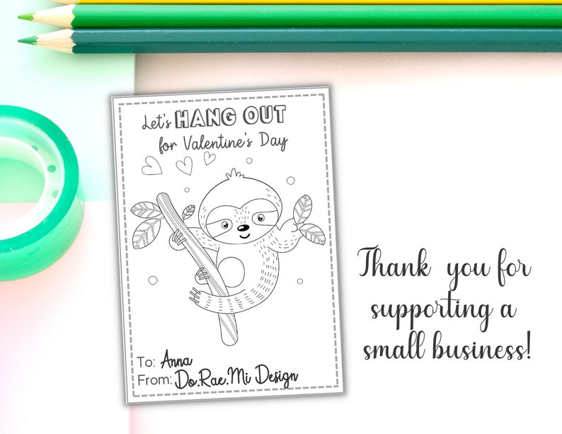 Sloth Valentines / Coloring Pages / Printable Valentine / Sloth ...