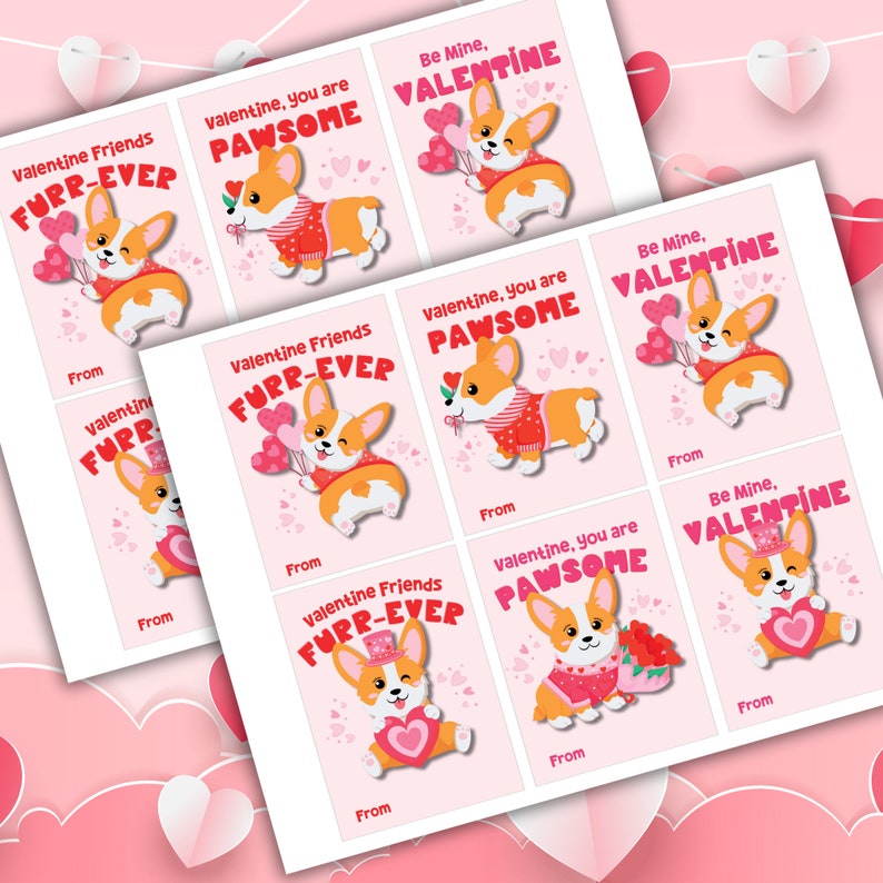 Editable Corgi Notes EDITABLE Corgi Dog Valentine Card, Printable You Are Pawsome, DIY ...