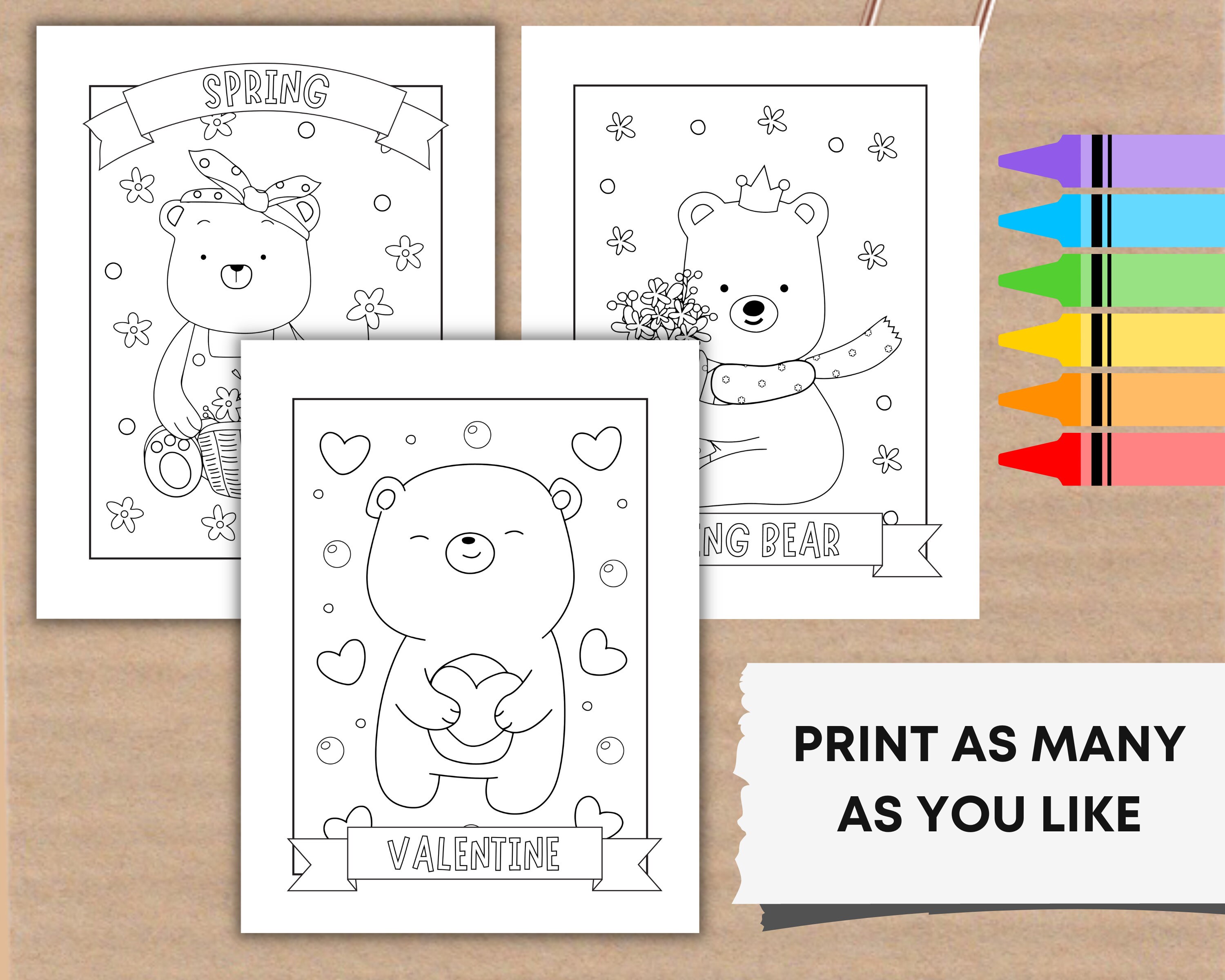 Teddy Bear Coloring Sheets / Printable PDF / Bear Coloring Page / Digital Download - Etsy