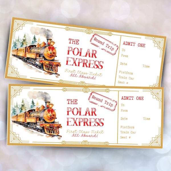 Polar Express Ticket Template, Personalized Surprise Gift Certificate, Express Train Event Ticket, Christmas Train Ticket, Xmas Printable