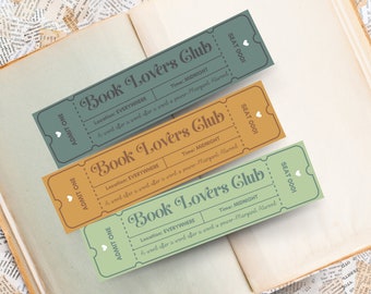 Book Lovers Club Bookmark, Gift For Book Lover, Book Club, Feminist Bookmark, Bookmark Ticket, Cute Bookmark Printable, Female Book Club