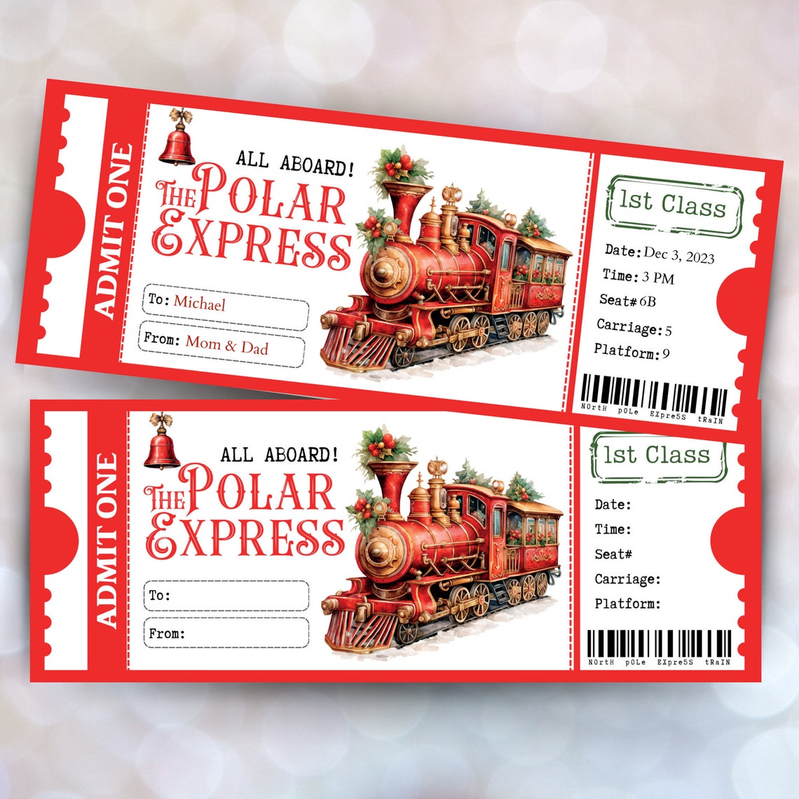 Polar Express Ticket Template Personalized Surprise Gift Etsy Canada Polar Express Ticket Template Personalized Surprise Gift Etsy Canada