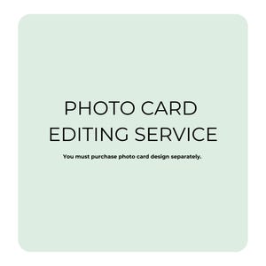 Servizio di modifica delle foto delle cartoline, include modifica fronte e retro, upgrade del servizio personalizzato (è NECESSARIO acquistare separatamente il design della cartolina fotografica)