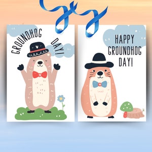 Groundhog Day Tags, Groundhog Day Party Printable, Punxsutawney Phil, Party Decor, Groundhog Favor Tag, Printable Gift Tag Groundhogs Day