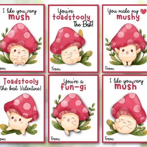 Saint-Valentin champignon / PDF imprimable / Cartes de Saint Valentin / Cartes Saint Valentin / Saint Valentin drôle / Dessin animé aquarelle Champignons / Champignons vénéneux