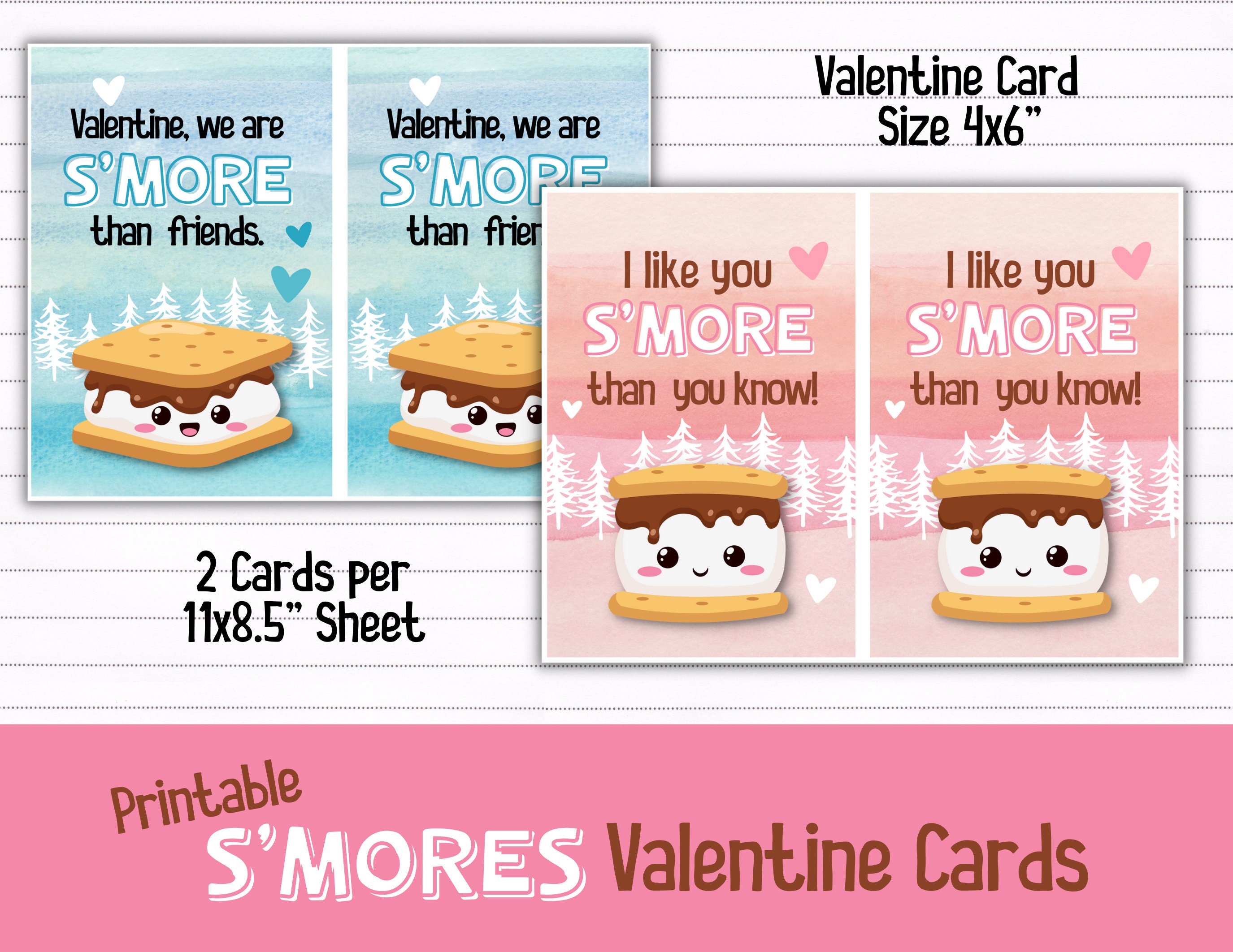 Kid Valentine Printable / S'mores Valentine / Instant Download / Kids ...