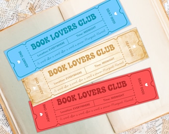 Book Lovers Club Bookmark, Gift For Book Lover, Book Club, Feminist Bookmark, Bookmark Ticket, Cute Bookmark Printable, Female Book Club