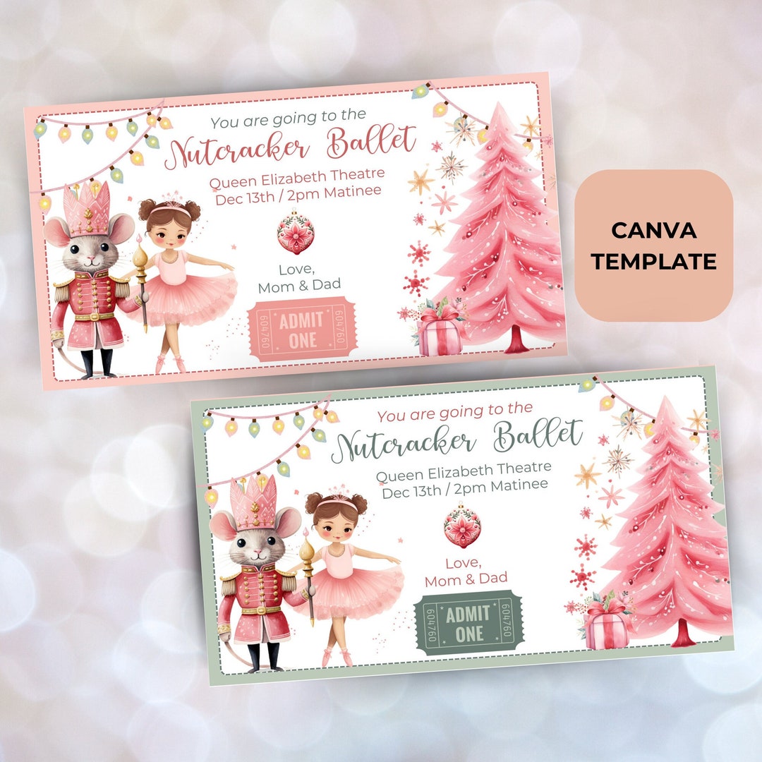 Editable Nutcracker Ticket Personalized Nutcracker Ballet Etsy