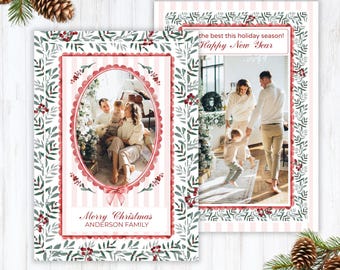 Christmas Photo Card Template Canva, Year in Review Card Photo Collage, Holiday Newsletter Photo Card, Photo Printable Holiday Card Template