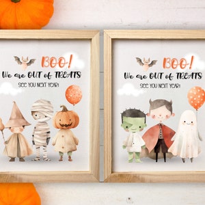 Halloween Candy Sign SET OF TWO, Out of candy sign, Trick or Treat Halloween Sign, Printable, Outdoor Halloween wall art, halloween decor, printable candy sign, trick or treat sign, halloween printable, candy bar sign, halloween party