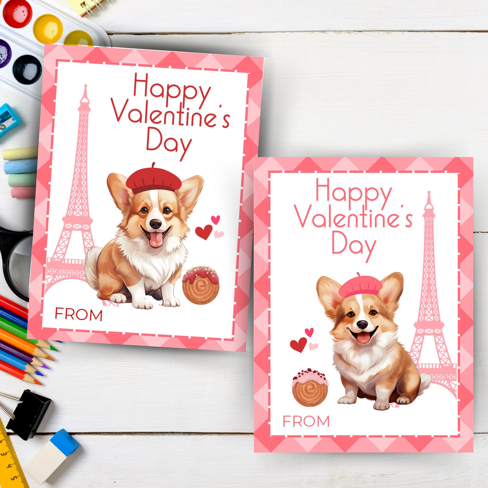 編集可能なコーギーのバレンタインカード、犬のバレンタインカード