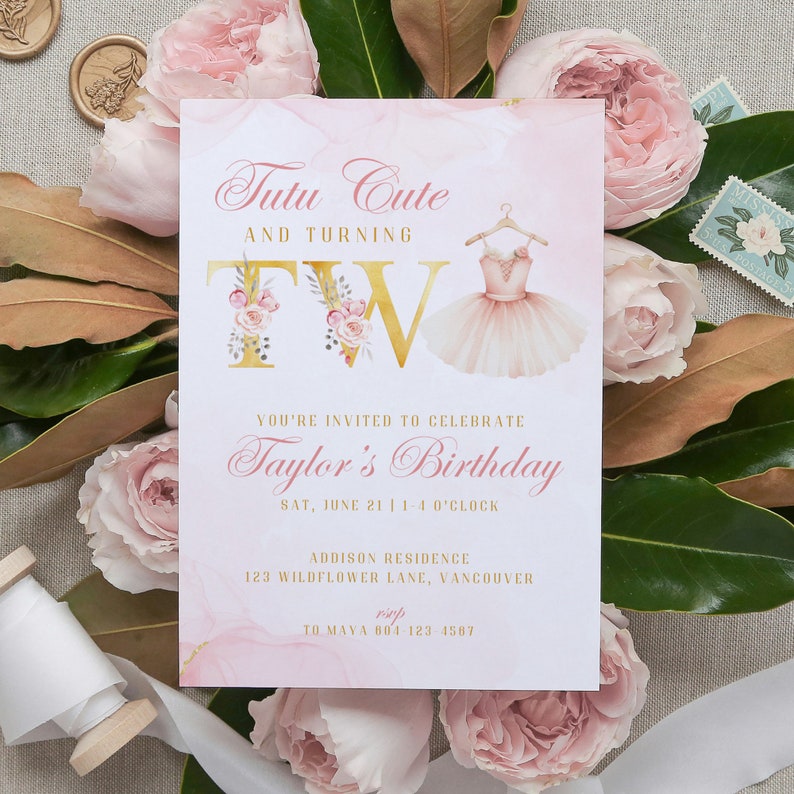 EDITABLE She is Tutu Cute Ballerina Birthday Invitation Template ...