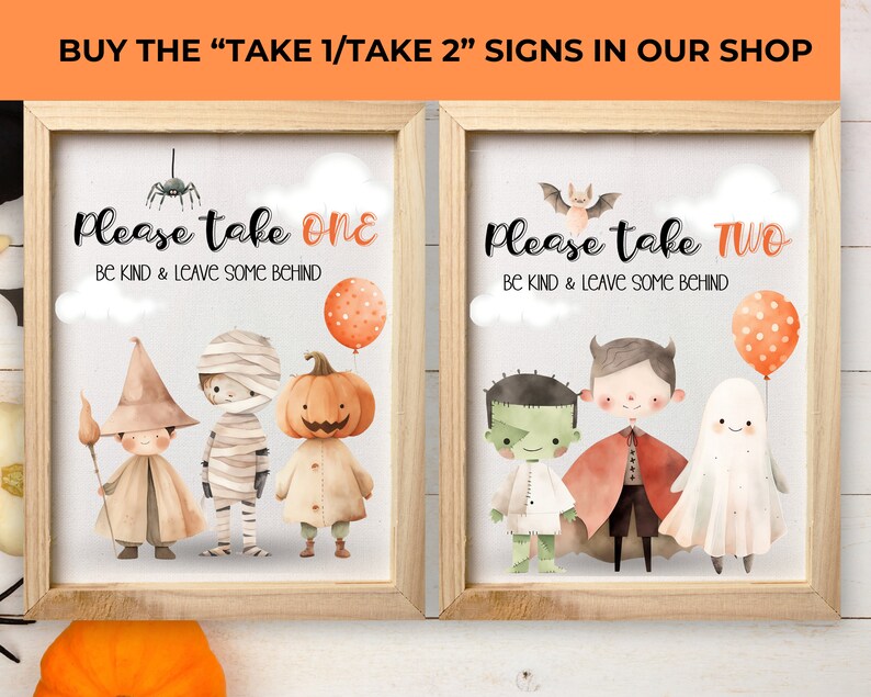 Halloween Candy Sign SET OF TWO, Out of candy sign, Trick or Treat Halloween Sign, Printable, Outdoor Halloween wall art, halloween decor, printable candy sign, trick or treat sign, halloween printable, candy bar sign, halloween party