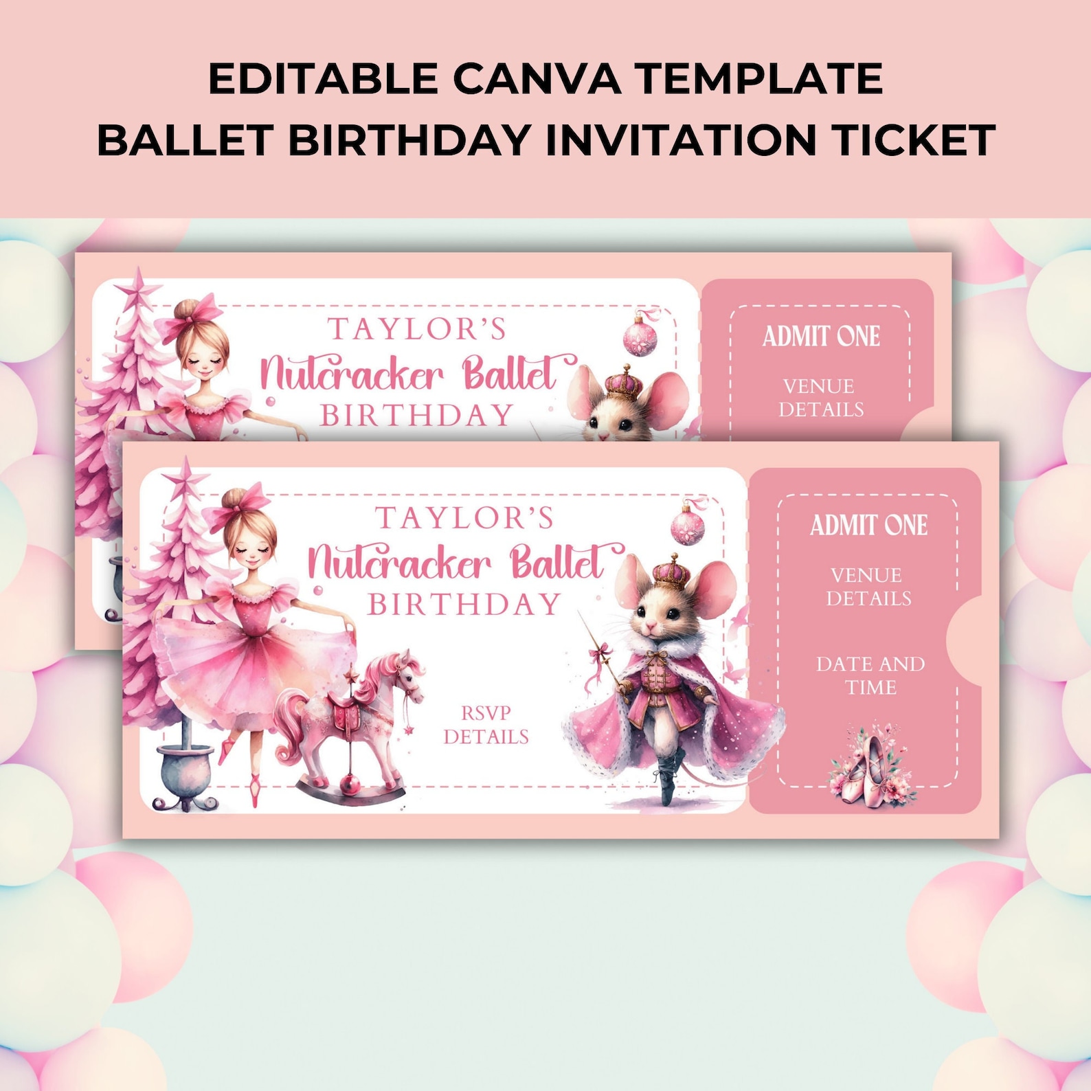 Editable Ballet Birthday Invitation, Ballet Birthday Party Invite, the ...