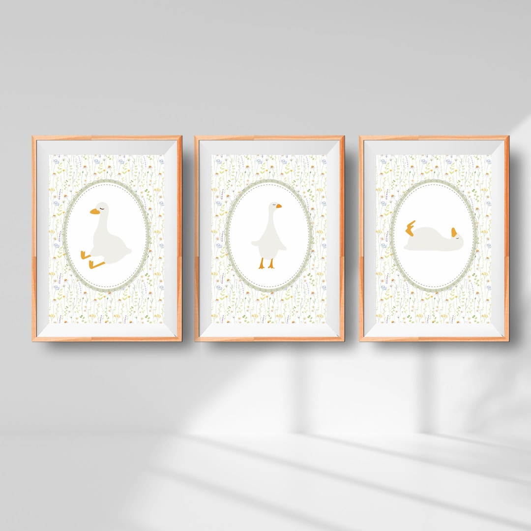 Printable Duck Nursery Print Set, Nursery Art, Wildflowers, Duck ...
