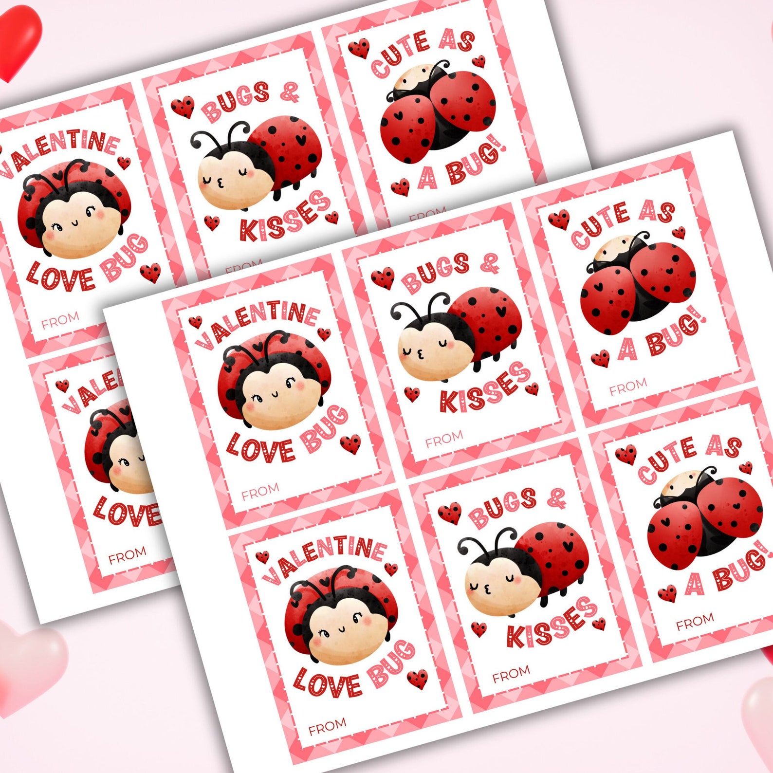 EDITABLE Ladybug Valentine Card, Love Bug Printable Valentines ...