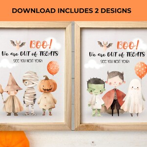 Halloween Candy Sign SET OF TWO, Out of candy sign, Trick or Treat Halloween Sign, Printable, Outdoor Halloween wall art, halloween decor, printable candy sign, trick or treat sign, halloween printable, candy bar sign, halloween party
