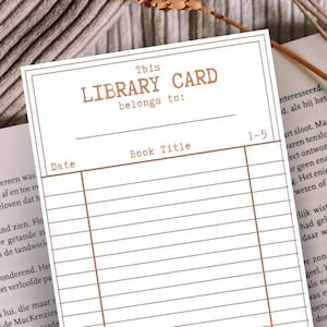 Tarjeta de biblioteca imprimible, rastreador de lectura, marcador de lista de lectura, marcador de biblioteca vintage, rastreador de libros, marcador de descarga digital