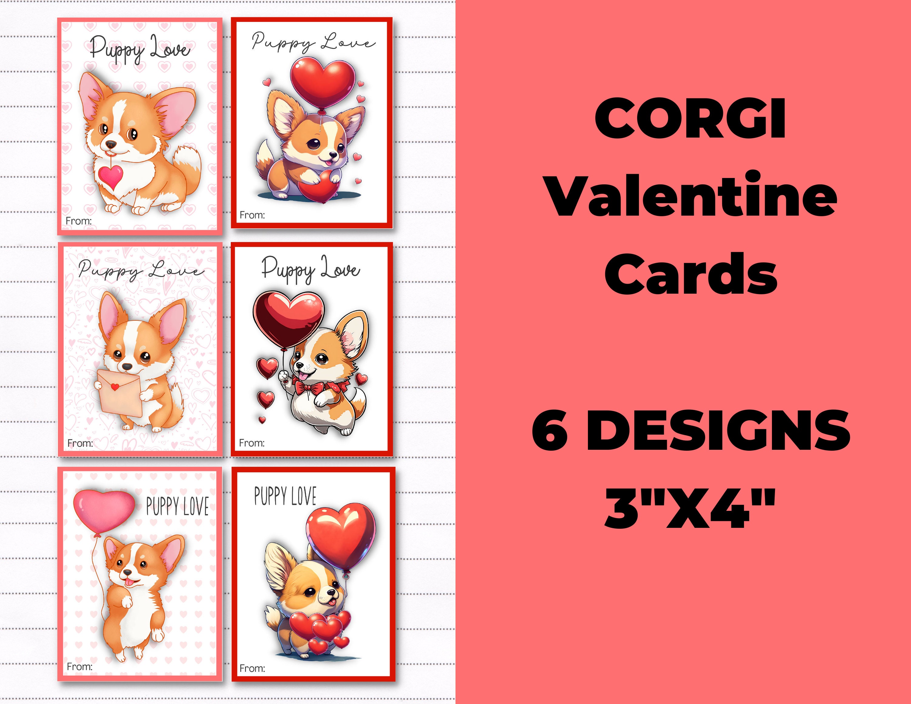 Corgi Valentines / Corgi Valentine Printable / Corgi Valentine Card ...