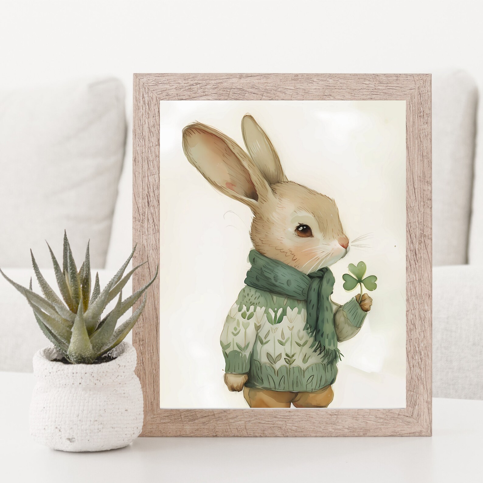 Shamrock Rabbit Shamrock Print, Rabbit Wall Art, St. Patrick's Day Print, Watercolor ...