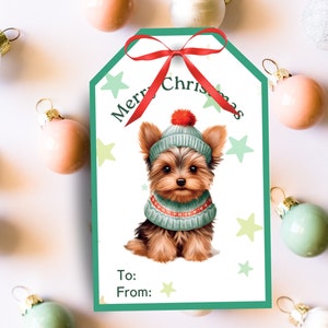6 Puppy Gift Tags, Christmas Puppy, Watercolor dog gift tags tags, Printable Christmas Gift Tags, Digital Download puppy tags, Dog Lovers