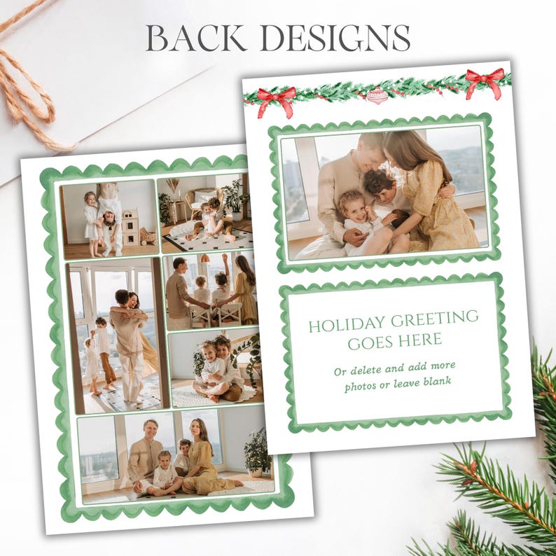Editable Christmas Card Printable, Watercolor Red Green Christmas ...