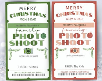 Photo Session Gift Template, Christmas Photo Shoot Gift, Christmas Coupon, Photography Session Certificate, Holiday Family Photo Gift Ticket