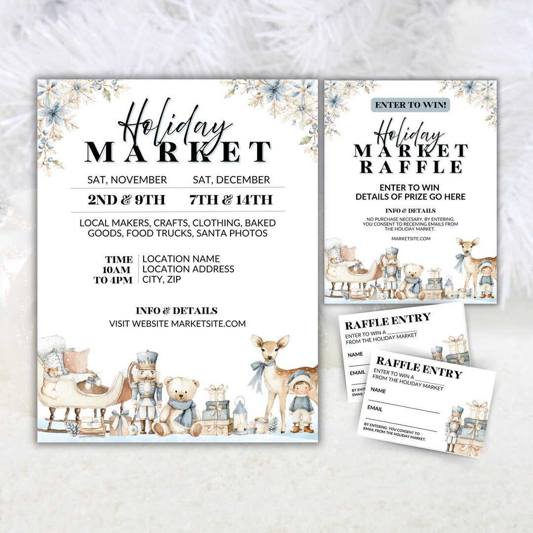 Market Raffle Sign Editable Christmas Market Flyer, Holiday Market Flyer Printable, Craft ...