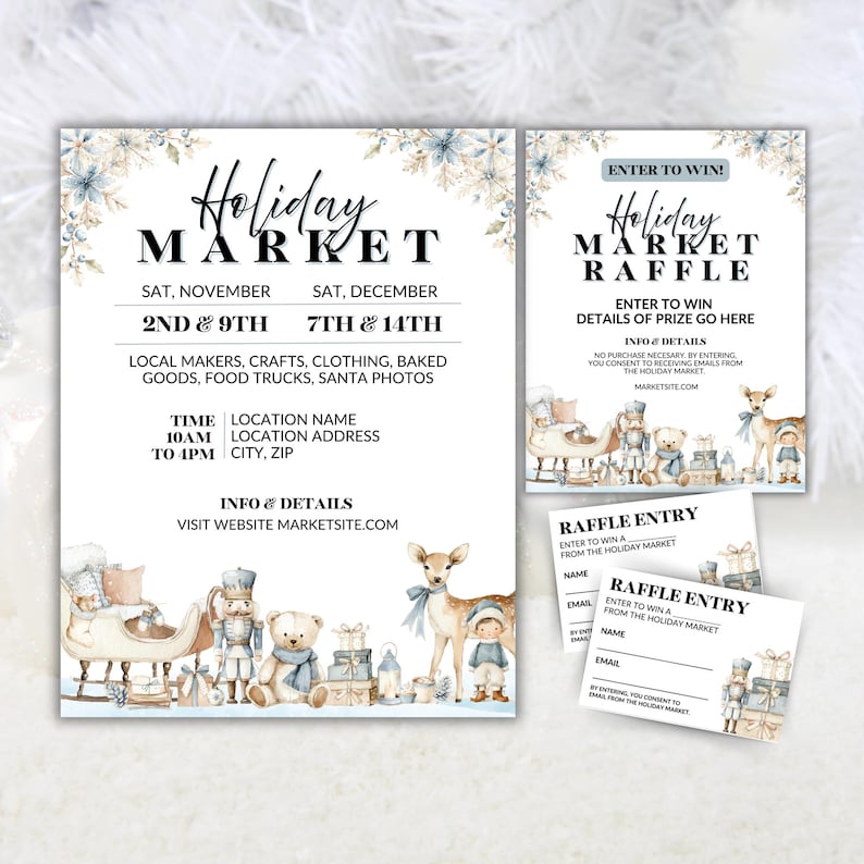 Market Raffle Editable Christmas Market Flyer, Holiday Market Flyer Printable, Craft ...