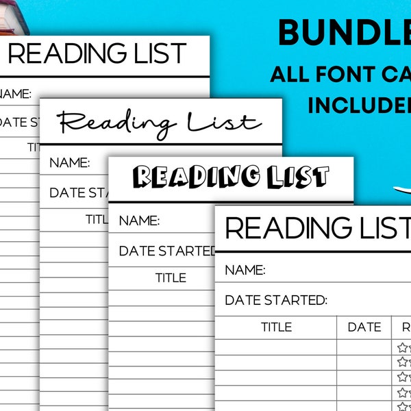 BUNDLE 4 DESIGNS / Printable Library Card / Reading Tracker / Reading List Bookmark/ Vintage Library Bookmark / Book Tracker