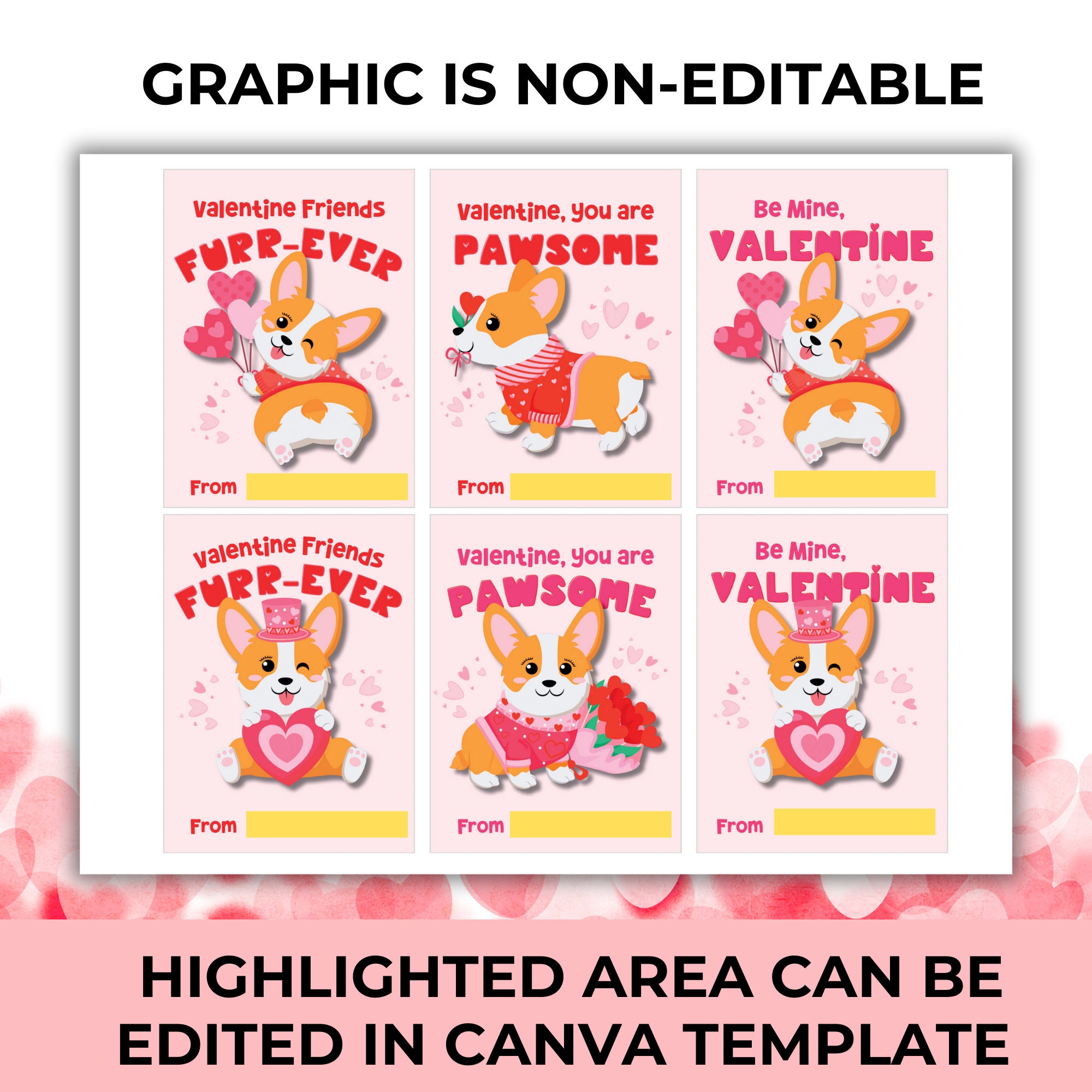 Editable Corgi Notes EDITABLE Corgi Dog Valentine Card, Printable You Are Pawsome, DIY ...