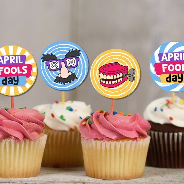 April Fools Day Cupcake Toppers, April Fools Party Printable, April Fools Day Prank, Party Decor, Cake Topper, April Fools Instant Download