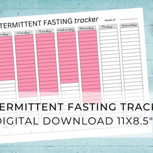 Intermittent Fasting Tracker /Weekly Fasting Tracker / Fasting Printable, Fasting Tracker / Alternate Day Fasting / Intermittent Fast 2023
