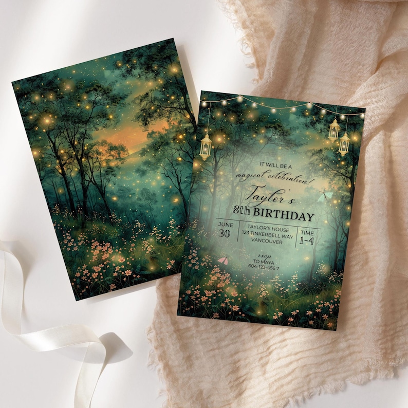 EDITABLE Woodland Birthday Invitation, Enchanted Forest Birthday Invite, magical Woodland Invite, Canva,Enchanted fairy invitation,fairy garden, fairy lights, fairy dust, girlie birthday party, woodland party theme,  fantasy theme party,  Enchanted Forest, Enchanted Forest Birthday Party, Enchanted Garden Invitation Forest Fairy Garden,Woodland Birthday Magic Garden Invite, Girls Magical Party, Emerald Green,Enchanted Evening, magical fairy dust Quince Invite, Sweet 16 Invitation, magical garden
