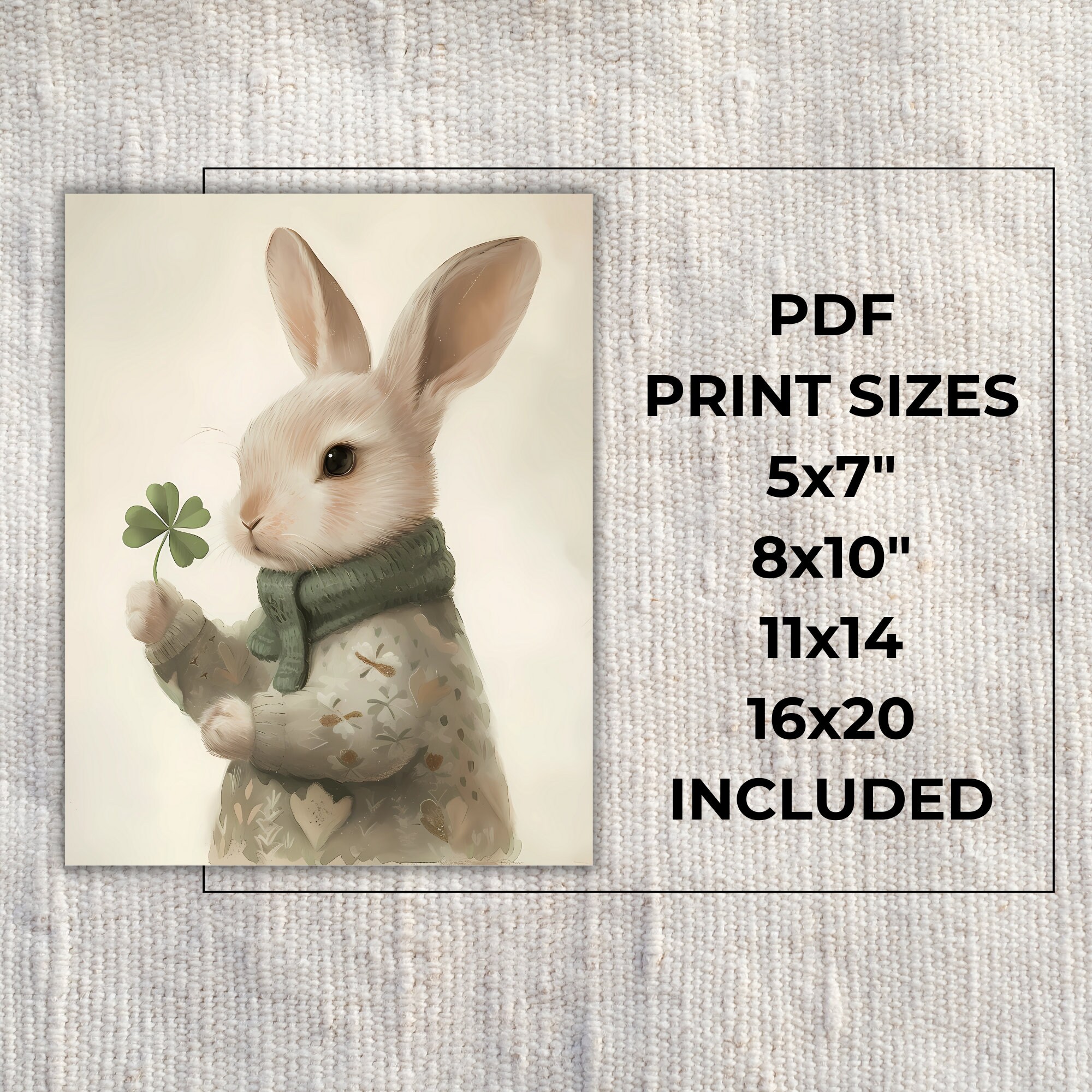 Shamrock Rabbit Shamrock Print, Rabbit Wall Art, St. Patrick's Day Print, Watercolor ...