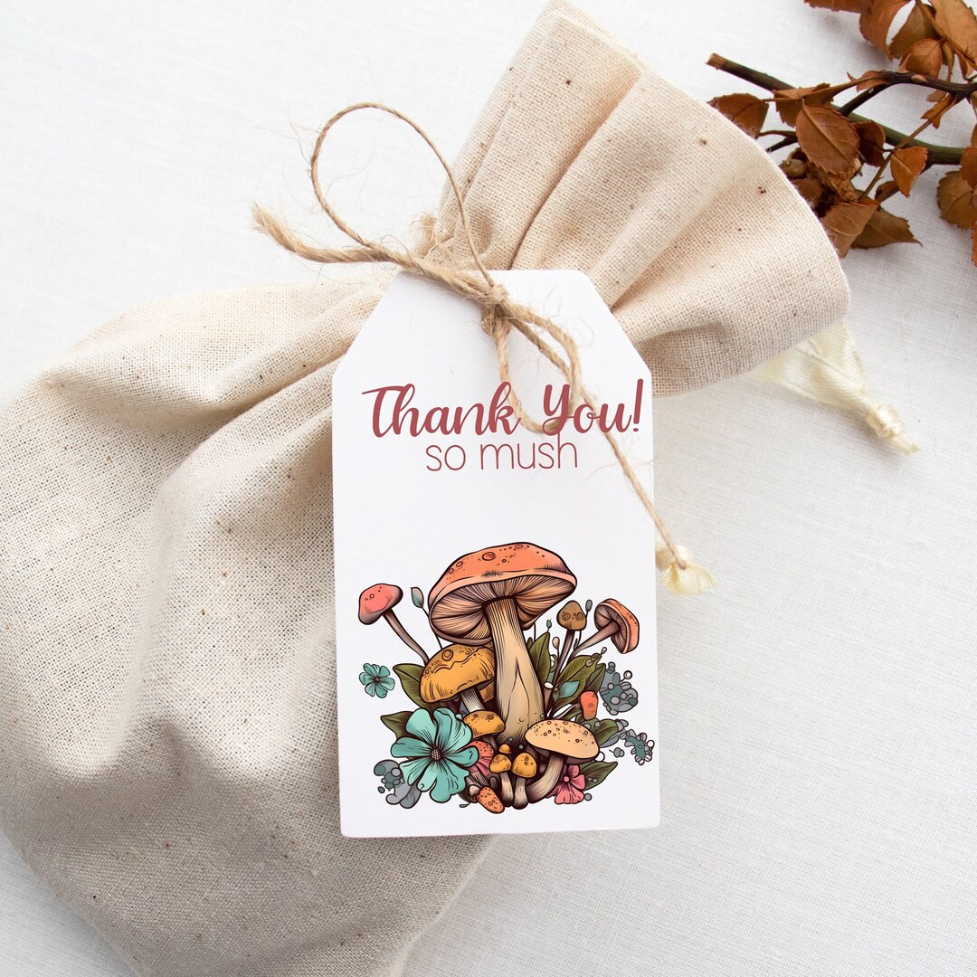Magic Mushroom Gift Tags, Watercolor Mushroom, Printable Thank You Tags